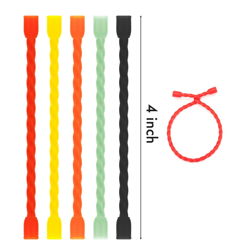 Gesipor 10 Pcs 4-Inch Silicone Cable Ties - Reusable Rubber Twist Ties Bendable Cable Ties For Bundling And Holding, All Purpose Cord Tie For Indoor And Outdoor (5 Colors) - Image 2